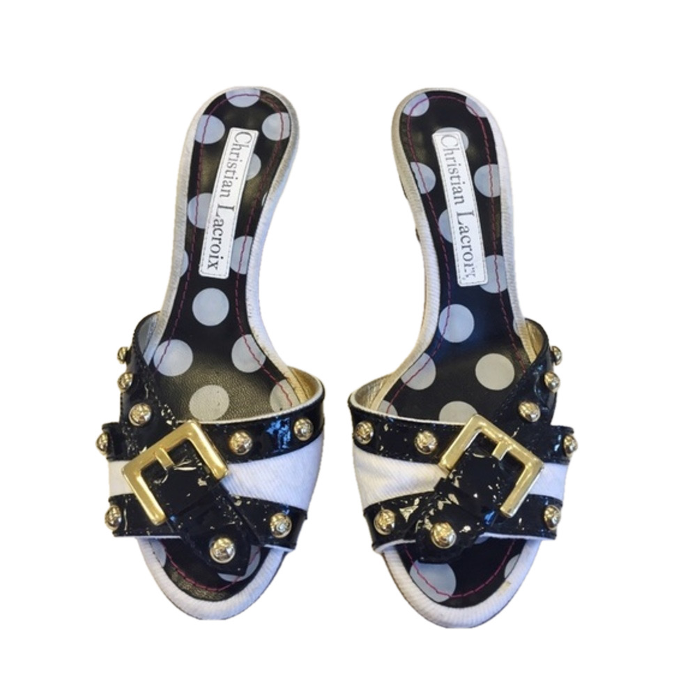 Christian Lacroix Black & White w/ Gold Heels